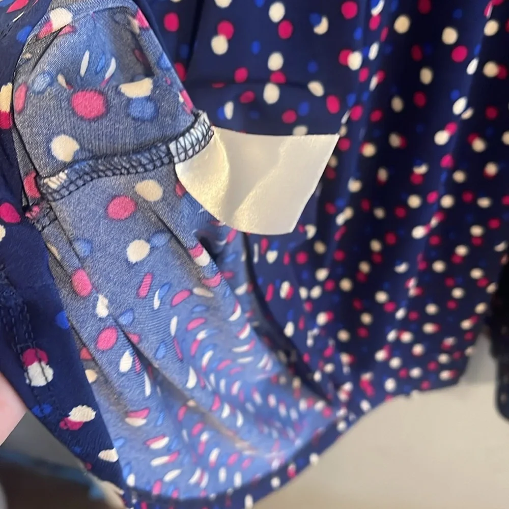 LEOTA Elegant Navy‎ Polka Dot Wrap Dress M